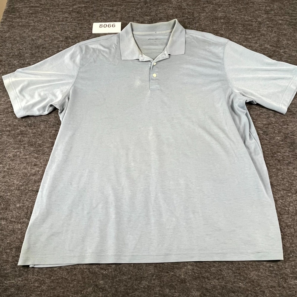 Eddie Bauer Performance Polo Shirt Mens 2XL Tall Gray Pima Cotton Side Slit Golf